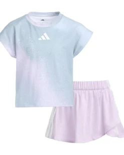 adidas Kids Aop Sleeveless Box Tee Faux Wrap Skort Set (Toddler/Little Kid)