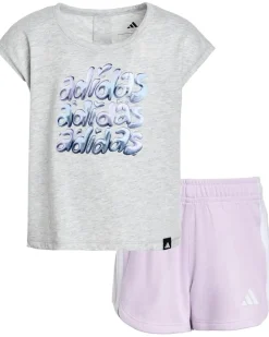 adidas Kids Back Pleated Tee Mesh Shorts Set (Toddler/Little Kid)