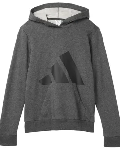 adidas Kids Essential Big Logo Fleece Heather Hooded Pullover (Big Kid)