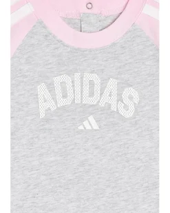 adidas Kids Graphic Raglan 3-Stripe Heather Rompers (Infant)
