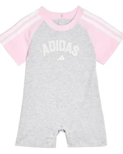 adidas Kids Graphic Raglan 3-Stripe Heather Rompers (Infant)