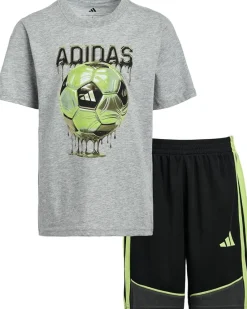 adidas Kids Heather Color-Block Shorts Set (Toddler/Little Kid)