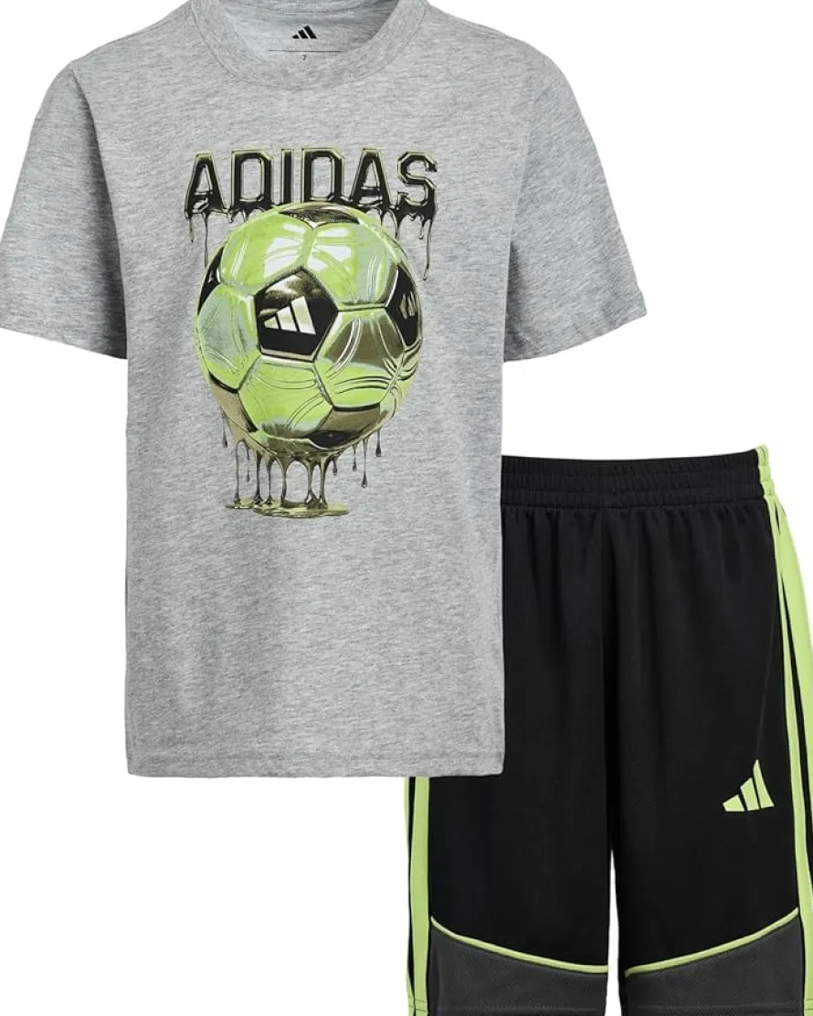 adidas Kids Heather Color-Block Shorts Set (Toddler/Little Kid)
