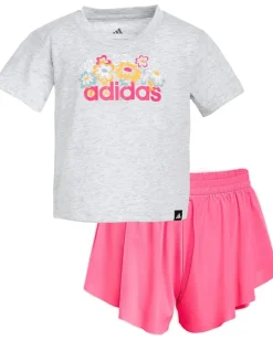 adidas Kids Heather Tee & Flowy Shorts Set (Infant)