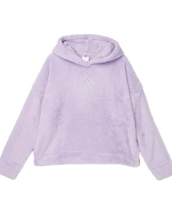 adidas Kids 3-Stripes Sherpa Hooded Pullover (Big Kid)