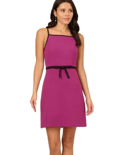 Adrianna Papell Bow Crepe Short Dress Women's