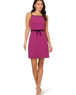 Adrianna Papell Bow Crepe Short Dress Women's