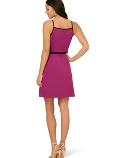 Adrianna Papell Bow Crepe Short Dress Women's