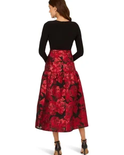 Adrianna Papell Combo Floral Jacquard Dress Women's