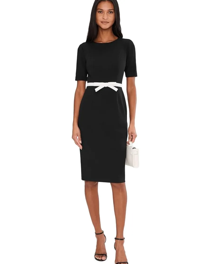 Adrianna Papell Contrast Bow Sheath Dress Women's