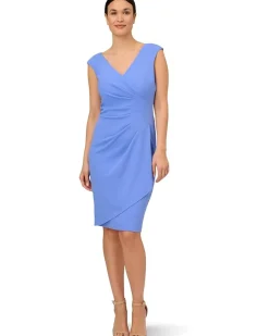 Adrianna Papell Crepe Draped Overlay Dress Women's