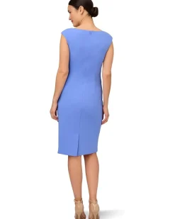 Adrianna Papell Crepe Draped Overlay Dress Women's