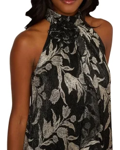 Adrianna Papell 3D Floral Halter Short Dress Women's