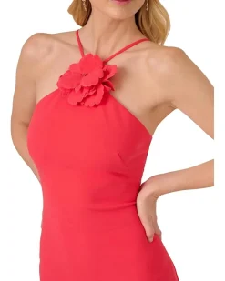Adrianna Papell 3d Flower Halter Midi Dress Women's