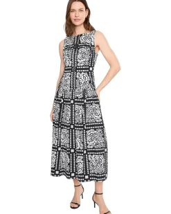 Adrianna Papell Drop Waist Midi Dress Women's