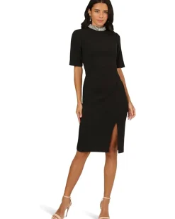 Adrianna Papell Embellished Crepe Short Dress Women's