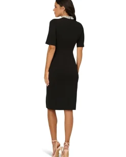 Adrianna Papell Embellished Crepe Short Dress Women's