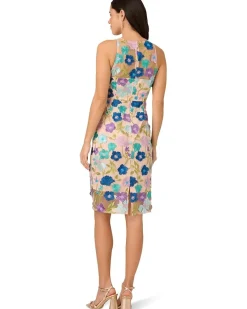Adrianna Papell Embroidered Column Midi Dress Women's