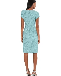 Adrianna Papell Jacquard Bow Shoulder Midi Dress Women's