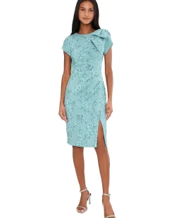 Adrianna Papell Jacquard Bow Shoulder Midi Dress Women's