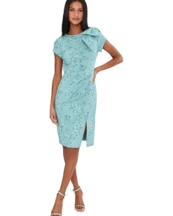 Adrianna Papell Jacquard Bow Shoulder Midi Dress Women's