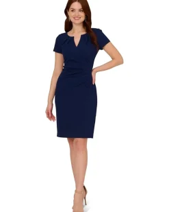 Adrianna Papell Knit Crepe Draped Midi Dress Women's