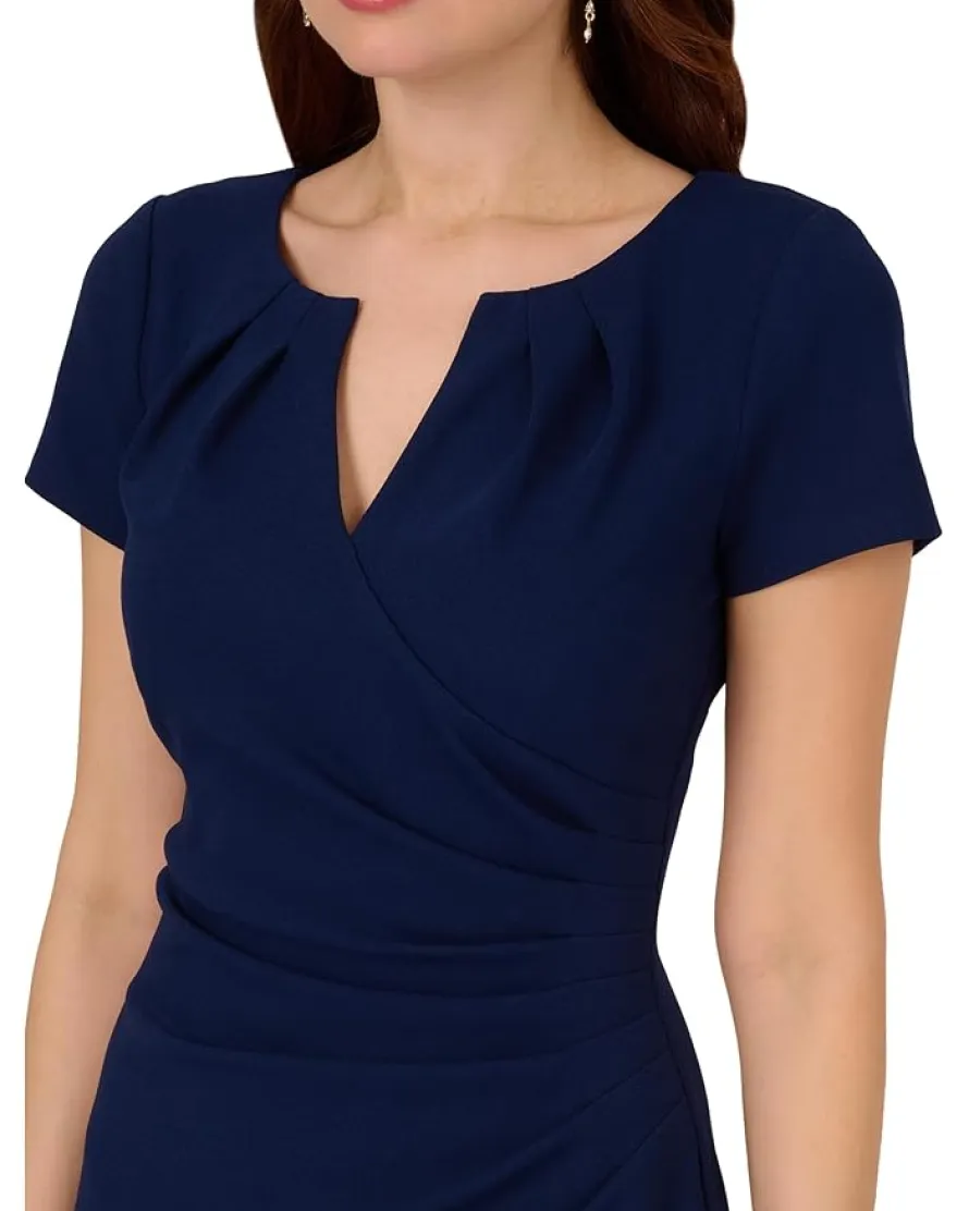 Adrianna Papell Knit Crepe Draped Midi Dress Women's