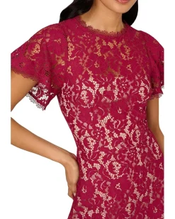 Adrianna Papell Lace Flounce Short Dress Women's
