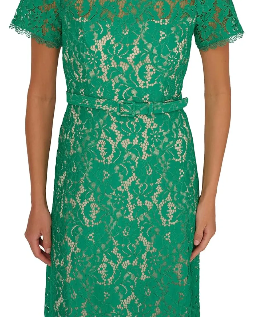 Adrianna Papell Lace Soft Skirt Midi Dress Women's