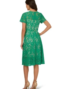Adrianna Papell Lace Soft Skirt Midi Dress Women's