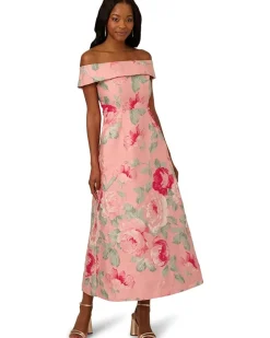 Adrianna Papell Off Shoulder Jacquard Dress Women's