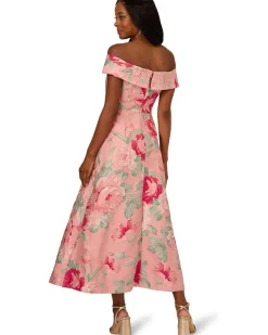 Adrianna Papell Off Shoulder Jacquard Dress Women's