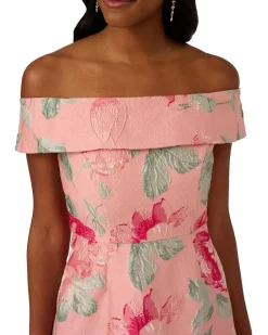 Adrianna Papell Off Shoulder Jacquard Dress Women's