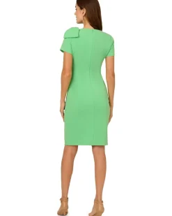 Adrianna Papell Pleated Bow Midi Dress Women's