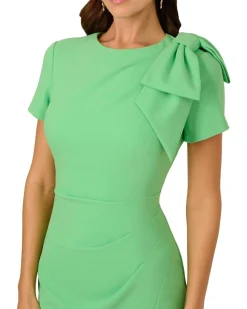 Adrianna Papell Pleated Bow Midi Dress Women's