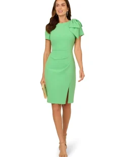 Adrianna Papell Pleated Bow Midi Dress Women's