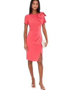 Adrianna Papell Pleated Bow Midi Dress Women's