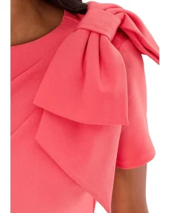 Adrianna Papell Pleated Bow Midi Dress Women's