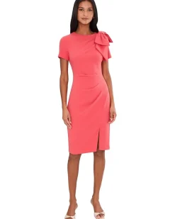 Adrianna Papell Pleated Bow Midi Dress Women's