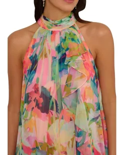 Adrianna Papell Print Chiffon Trapeze Dress Women's