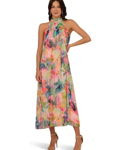 Adrianna Papell Print Chiffon Trapeze Dress Women's