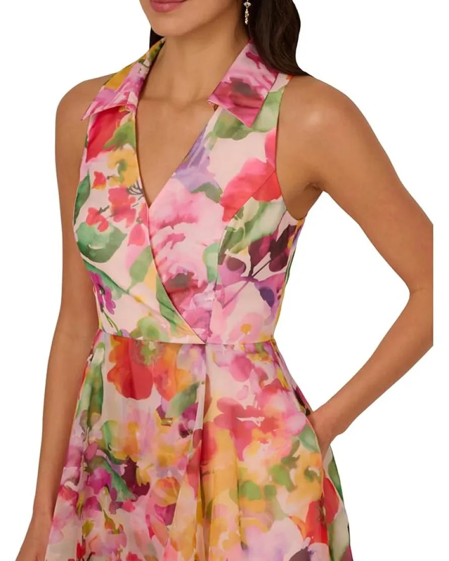 Adrianna Papell Printed High-Low Dress Women's