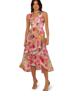 Adrianna Papell Printed High-Low Dress Women's
