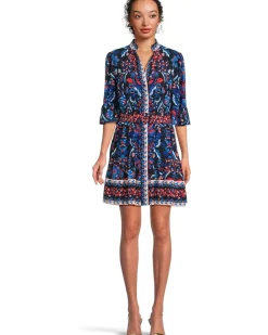 Adrianna Papell Printed Short Flounce Dress Women's