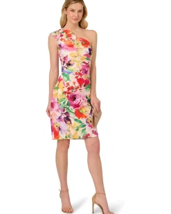 Adrianna Papell Print One Shoulder Dress Women's