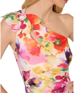 Adrianna Papell Print One Shoulder Dress Women's