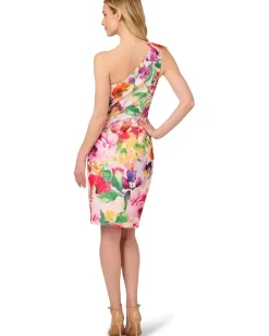 Adrianna Papell Print One Shoulder Dress Women's
