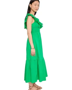Adrianna Papell Ruffle Front Maxi Dress Women's