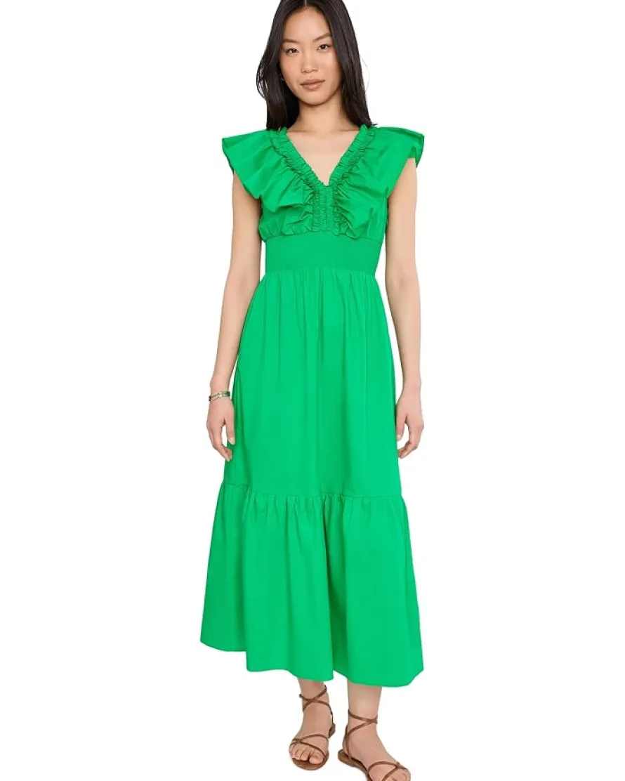 Adrianna Papell Ruffle Front Maxi Dress Women's