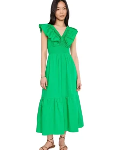 Adrianna Papell Ruffle Front Maxi Dress Women's